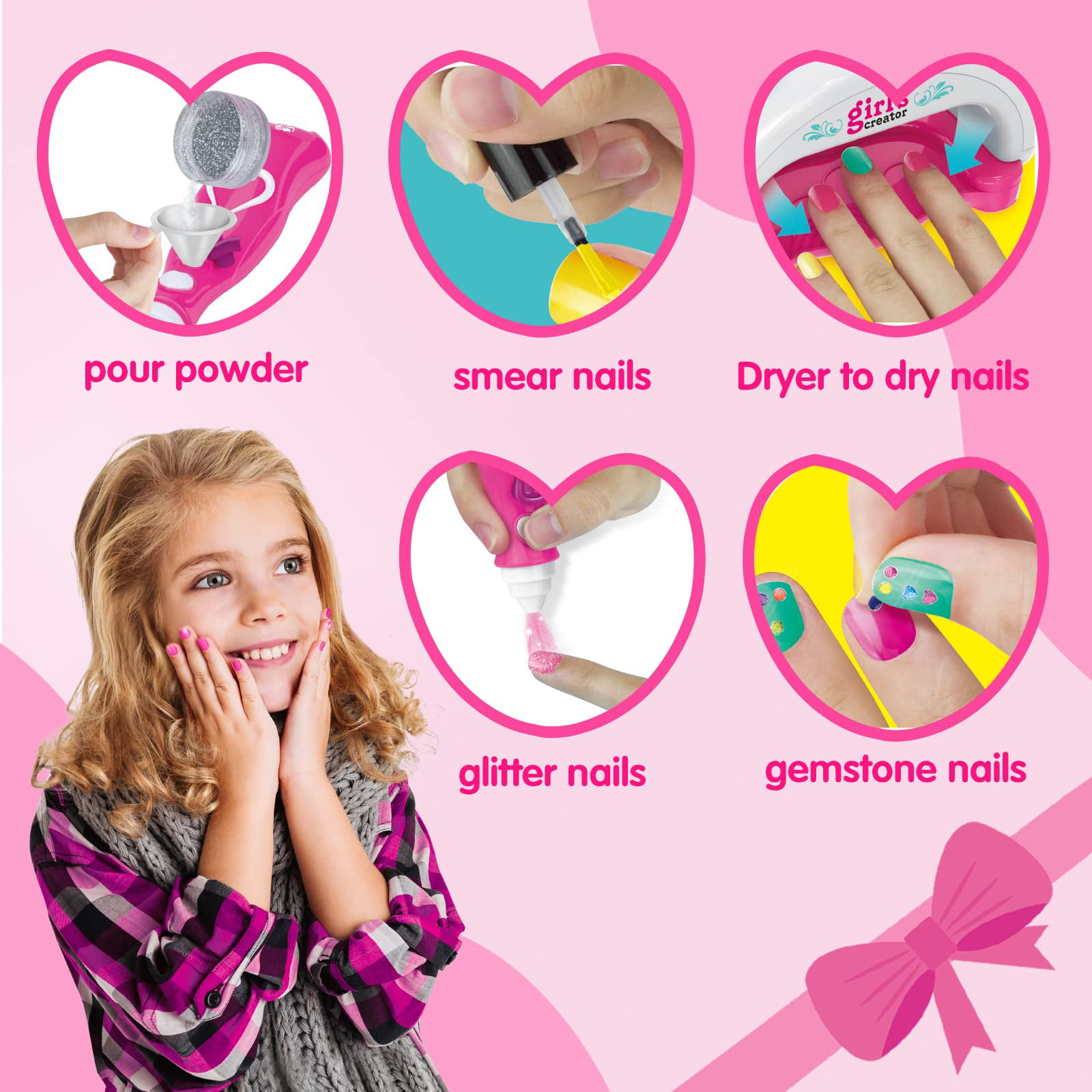 Crafts Gifts for 7 8 9 Year Old Girls, Kids Nail Varnish Arts Sets for Teenage Girls Age 6 7 8 9 10 Nail Polish Kits for 8 9 10 11 12 Year Old Kids
