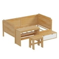 thumbnail image 4 of MODERNLUXE Twin Size Daybed with Stool,Wooden L-Shaped Bed Frame with 2  Shelves and 2 Storage Cabinets,Natural, 4 of 9