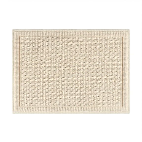 Host & Home Cotton Bath Rug, Stylish Textured Woven Design, Slip Resistant Backing, 17x24, Beige