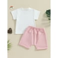 thumbnail image 4 of Toddler Baby Girls Summer Outfit 6M 12M 18M 24M 2T Daddys Girl Short Sleeve T-Shirt Elastic Shorts Clothes Set, 4 of 8
