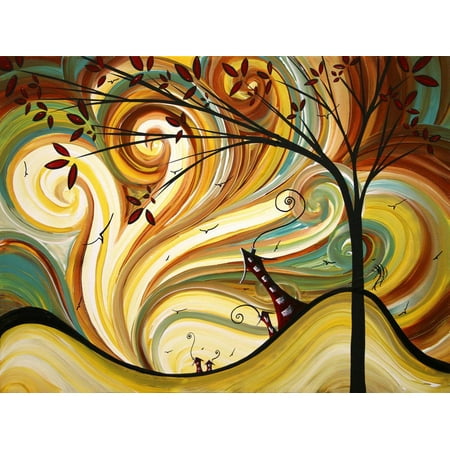 Carved Folk Art Out West Whimsical Folk Art Fall Landscape Print Wall Art By Megan Aroon Duncanson ()