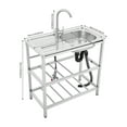 thumbnail image 2 of TFCFL Stainless Steel Kitchen Sink Pre Table Freestanding Rectangle Utility Sink with Faucet & Shelves, 2 of 17