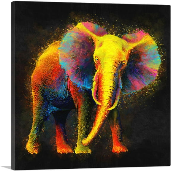 ARTCANVAS Elephant African Asian Canvas Art Print - Size: 18" x 18" (0.75" Deep)