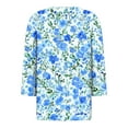 thumbnail image 4 of CYMMPU Floral Pattern V Neck Blouses for Women Dressy Casual Spring Tops 3/4 Sleeve Loose Fit Tunic Tops Fall Trendy Shirts Business Elegant Work Tops T-Shirts Multicolor XXL, 4 of 5
