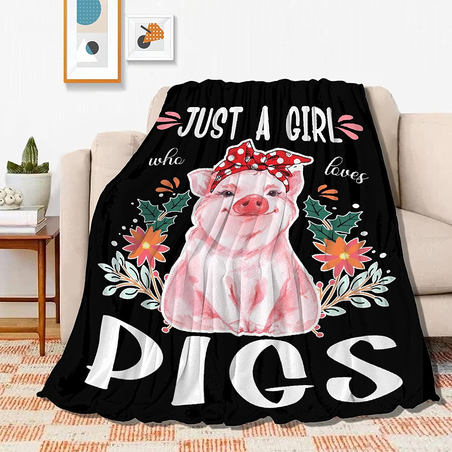 Fox Blanket for Girls Fox Gifts for Girls - Just A Girl Who Loves Foxes -  Lightweight Soft Cozy Flannel Throw Blanket Suitable for Sofa Bed Blankets  50x60 Inch for Kids Blanket 