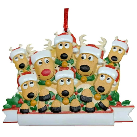 Personalised Family Christmas Tree Bauble Decoration Ornament for 2024 Holiday Celebrations with Deer Theme