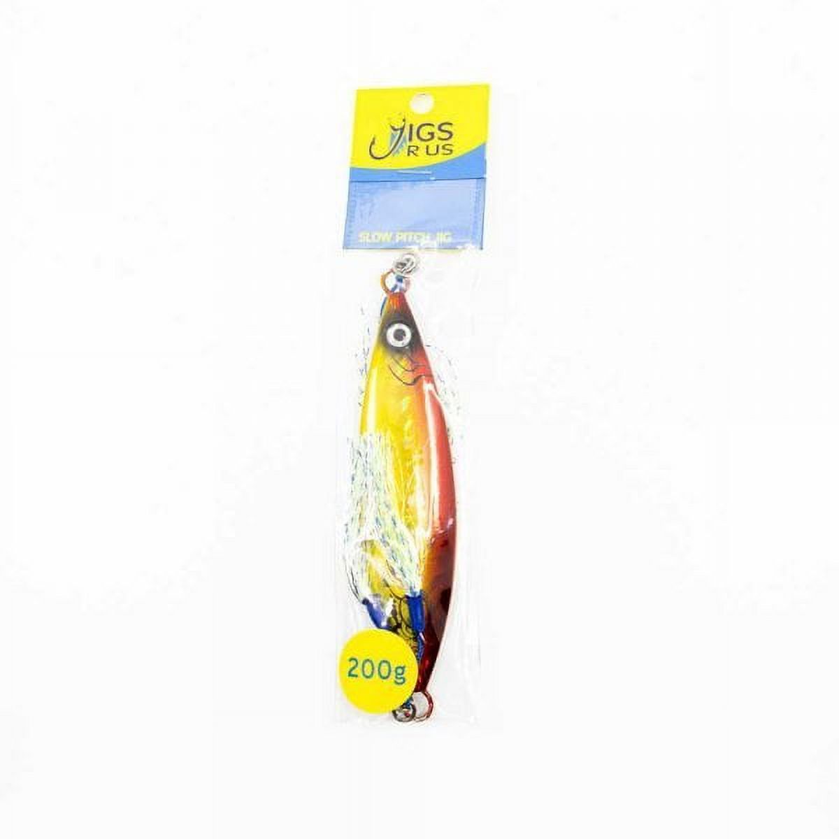 Jigs R Us Trapper Slow Pitch Jig Orange  150g Rigged with Top and Bottom Dual Assist Hooks