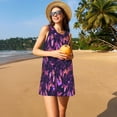 thumbnail image 3 of Easygdp Purple Dreamcatcher para Vestido Transpirable de Mujer, Vestido Suelto de Manga Corta con Pliegues y Bolsillos para el Verano, 3 of 7