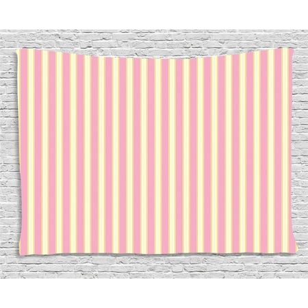 Pink And Yellow Tapestry Vertically Striped Pattern In Retro Style And Pastel Colors Wall Hanging For Bedroom Living Room Dorm Decor 80w X 60l
