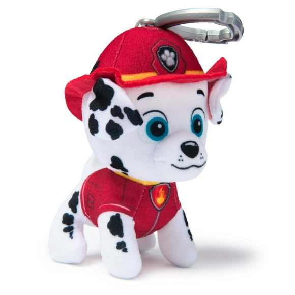 PAW Patrol: Rescue Wheels, 4-Inch Marshall Plush Toy, Miniature Stuffed Animals with Keychain Clip, Kids Toys for Boys and Girls 3+
