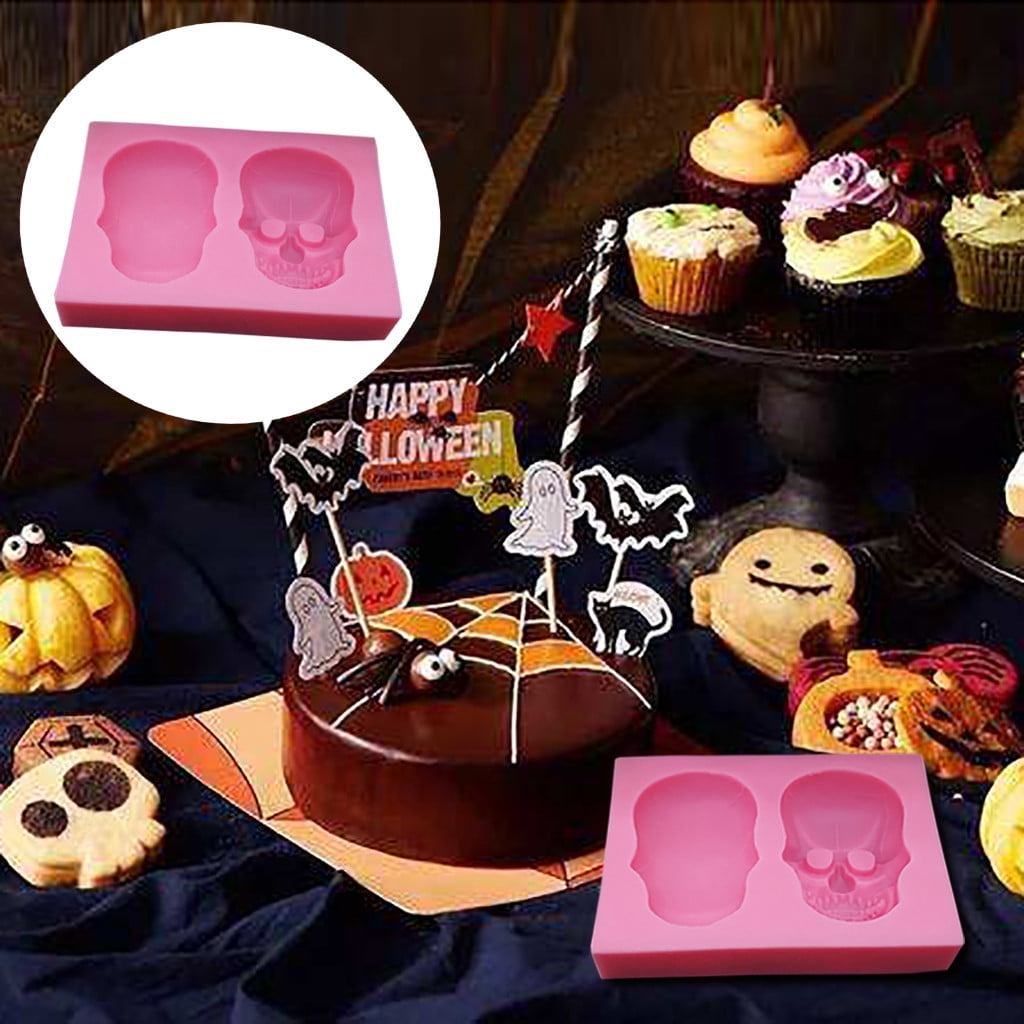 Halloween Skull Silicone Fondant Cake Mould Baking Tool Liquid Resin