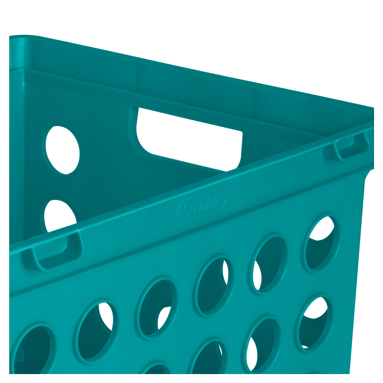 Sterilite File Crate, Versatile Plastic Storage Bin with Through Handles, Fits Letter & Legal-sized Hanging Files, Stackable, Teal