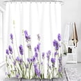 thumbnail image 4 of Lavender Shower Curtain, Purple Lavender Floral Shower Curtain Set, Watercolor Plant Leaves Flower Shower Curtains for Bathroom, Waterproof Fabric with 12 Hooks, 72 x 72 Inches, 4 of 5