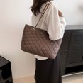 thumbnail image 1 of Bolso de hombro acolchado para mujer Bolso de mano de gran capacidad de cuero PU (Café), 1 of 6