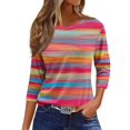 thumbnail image 2 of Endives Women's 3/4 Sleeves Blouse Tops Round Neck Printed Womens Blouse T Shirt Basic Tee Spring Outfit, 2 of 5