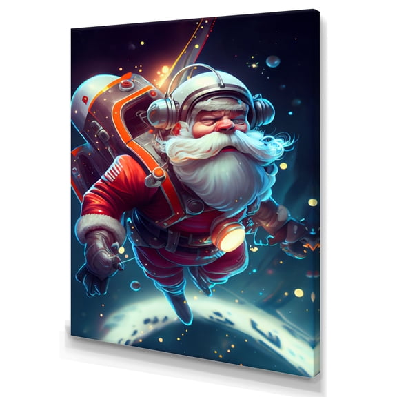 Designart Cool Santa In Space Canvas Wall Art