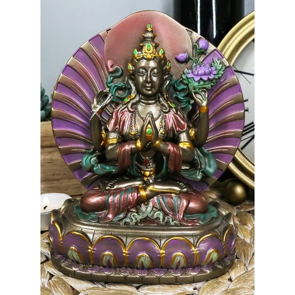 Small Buddha Bodhisattva Avalokiteshvara Guanyin in Prayer Meditation Figurine