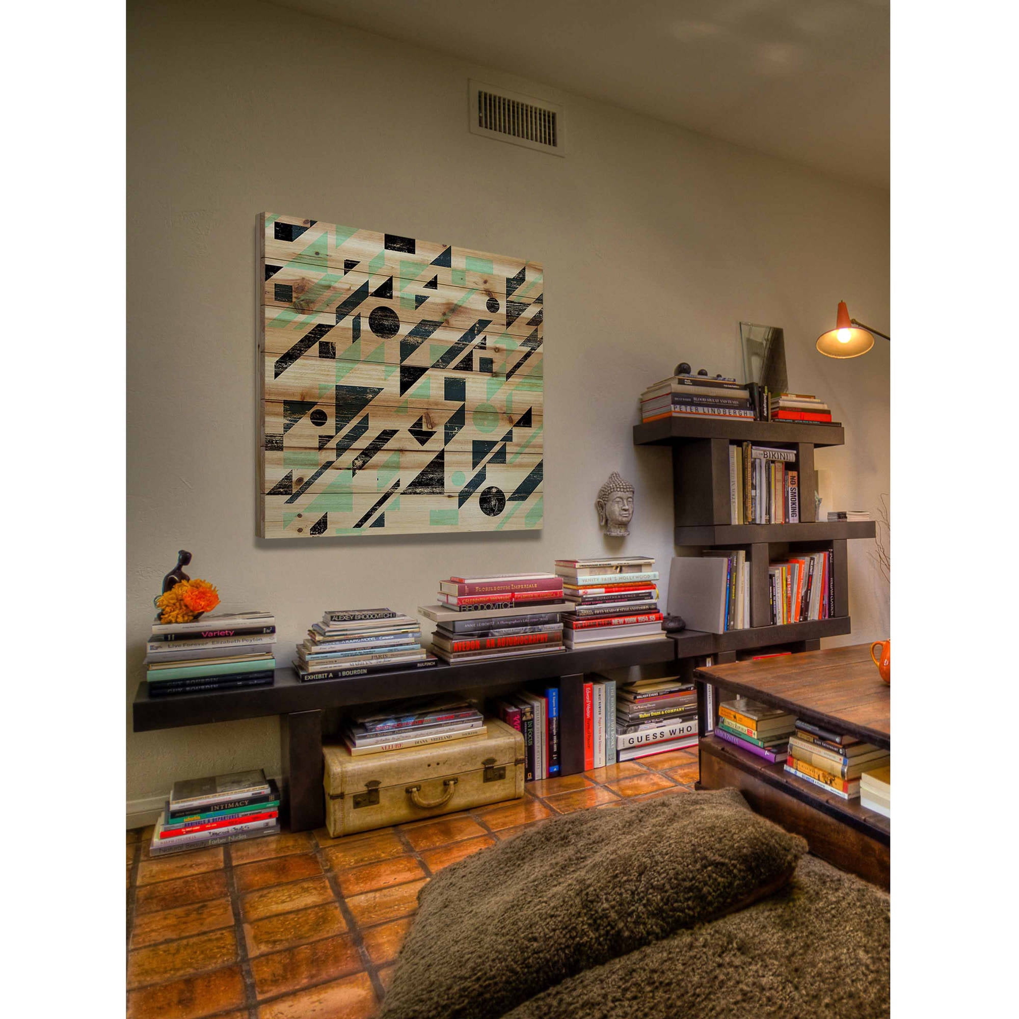 Marmont Hill - "Maze To Circles" Painting Art Print On Natural Pine Wood, 24.0" x 1.5"