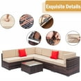 thumbnail image 4 of Seizeen Patio Funiture Set, Patio Sectional Sofa with 1 Multifunctional Table & Ottoman, 5-Piece Gray PE Wicker Rattan Sectional Sofa Set for Garden, Poolside, Backyard, Beige Cushions, 4 of 9