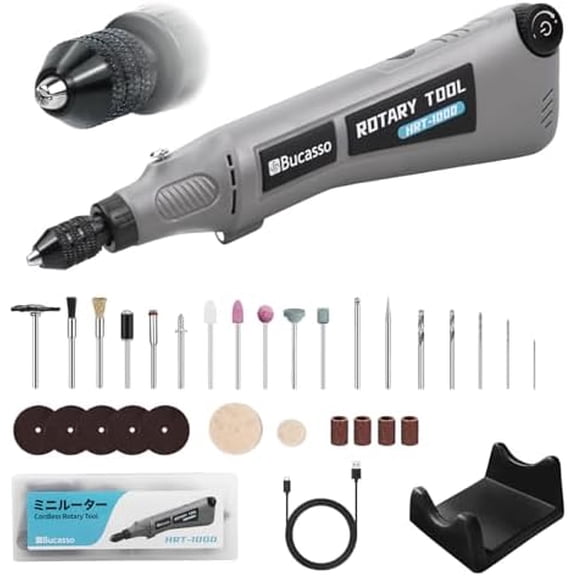 Variable Speed Rotary Tool Kit with 2.0 universal chuck from 1/50'' to 1/8'', Cordless Rotary Tool with LED Light, Multi-Purpose Power Tool for Sanding, Polishing, Drilling, DIY Crafts