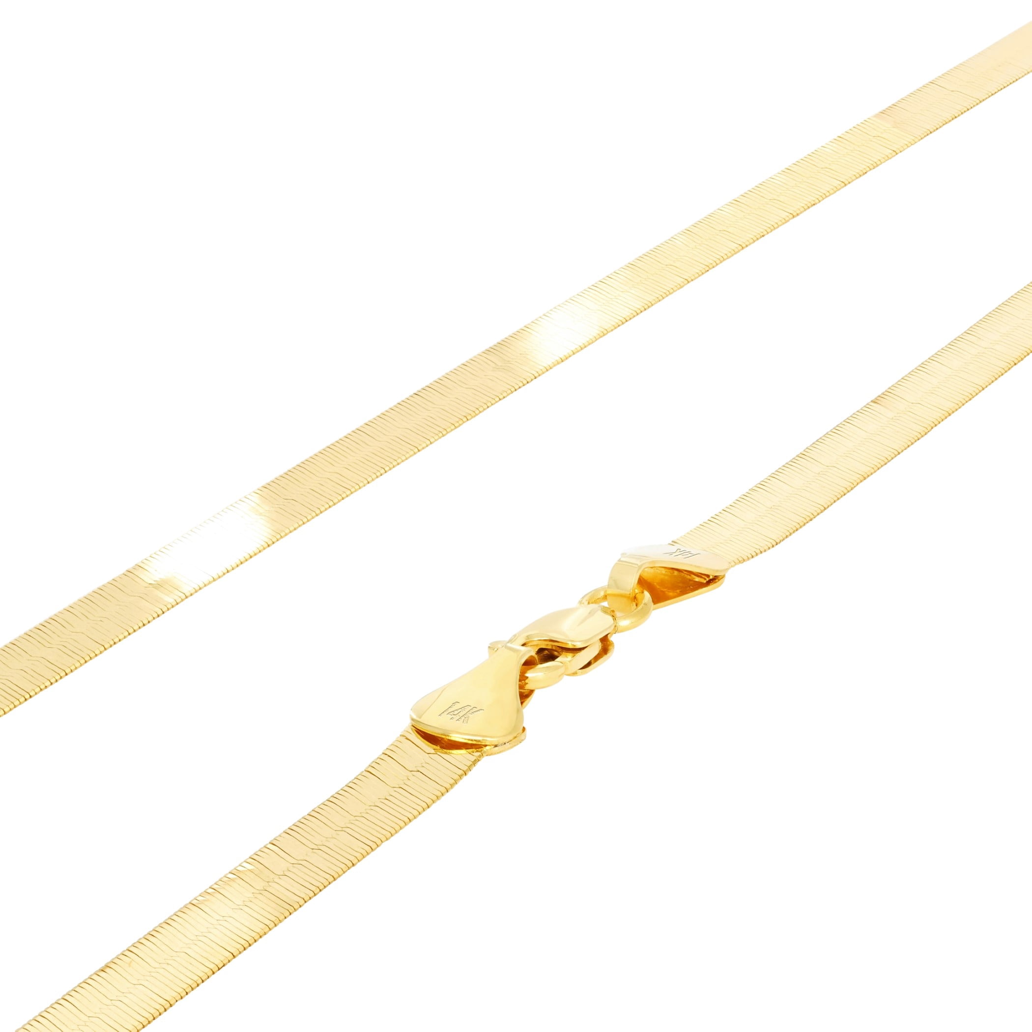 Nuragold 14k Real Yellow Gold Solid Herringbone Flexible 4mm Chain Necklace (14"-24") Italian Jewelry for Men & Women