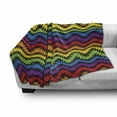 thumbnail image 3 of Chevron Soft Flannel Fleece Blanket, Jagged and Spiked Zigzag Pattern with Vibrant Rainbow Colors Abstract Artwork Theme, Cozy Plush for Indoor and Outdoor Use, 50" x 70", Multicolor, by Ambesonne, 3 of 6