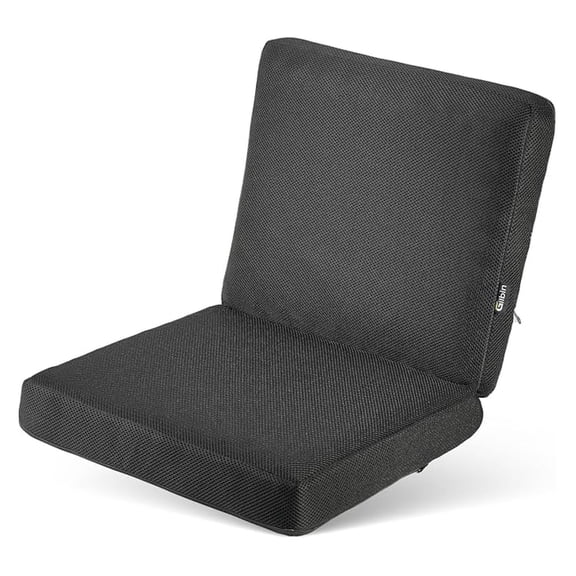 Convoluted Egg Crate Foam Chair Cushion, Seat Cushion, Car Seat Cushion, Office Chair Cushion or Wheelchair Cushion (Black with Full Back)