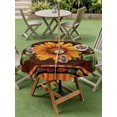 thumbnail image 5 of Outdoor Tablecloth with Umbrella Hole Zipper Sunflowers Round Tablecloth 60" Waterproof Outside Table Cloth Farmhouse Vintage Flowers Leaves Orange Stripes Patio Table Cover Tablecloths for Picnic, 5 of 8