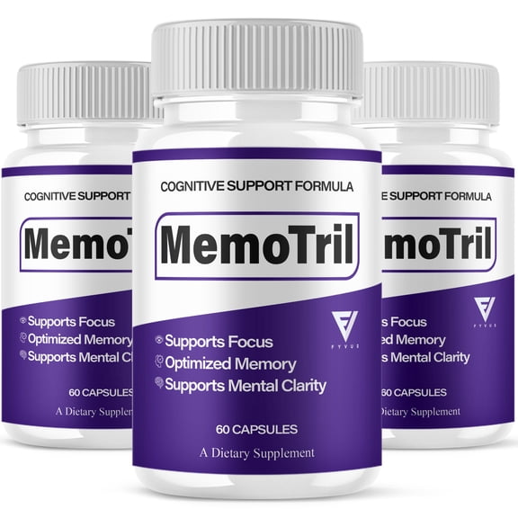 (3 Pack) Memotril Memory Capsules, Memo Tril Advanced Brain Health and Mind Focus Formula (180 Capsules)