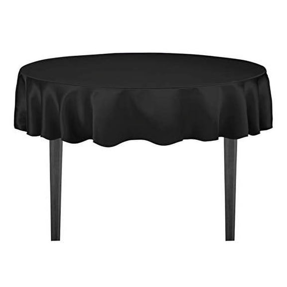 LinenTablecloth 90-Inch Satin Tablecloth, Round, Black