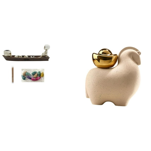 Porta incienso,Figura de escritorio con quemador de incienso de barco,Estatua de barco con soporte para incienso,decoración de Halloween,Mini estatua de animal,Mini estatua de animal para
