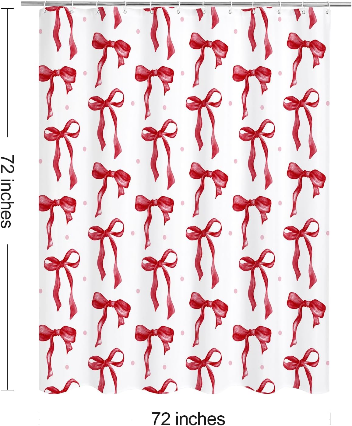 Cute Bow Shower Curtain, Burgundy Aesthetic Bowknot Shower Curtain for Bathroom, Modern Minimalist White Waterproof Fabric Shower Curtain Set