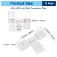 thumbnail image 3 of Uxcell Paquete de 10 conectores en T de 3 pines de 10 mm para luces LED de tira 5050 2835 Iluminación DIY [Blanco], 3 of 6