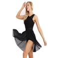 thumbnail image 2 of MSemis Female Dance Leotard Dress V-Neck High-Low Skirt XS to 3XL, 2 of 7