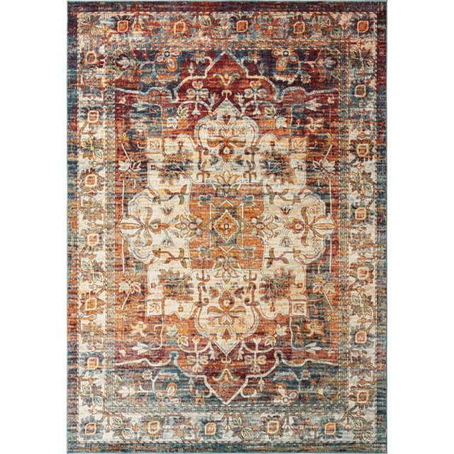 Unique Loom Isabella High-Low Pile Border Rug 10' x 14' Rectangle Multi/Ivory