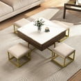 thumbnail image 2 of Lift-Top Coffee Table Set with Storage & Matching Ottomans / Complement Various Home Styles, 2 of 6