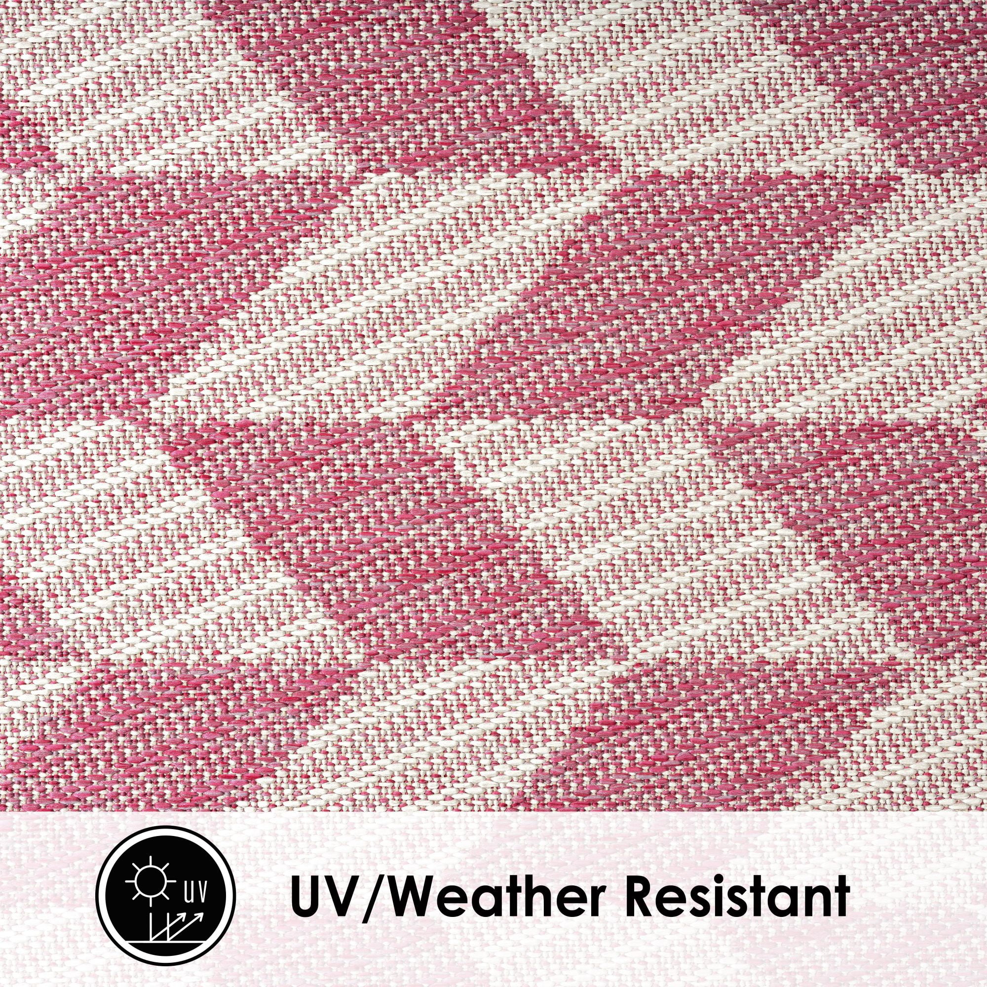 Nicole Miller New York Patio Country Calla Contemporary Herringbone Indoor/Outdoor Area Rug, Pink/Ivory , 5'2"x7'2"