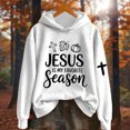 thumbnail image 2 of SwiftWear Women's Thanksgiving Jesus Hoodie Fall Graphic Print Pullover Sweatshirt with Cross Motif, Oversize Casual Hooded Tops White, 2 of 3