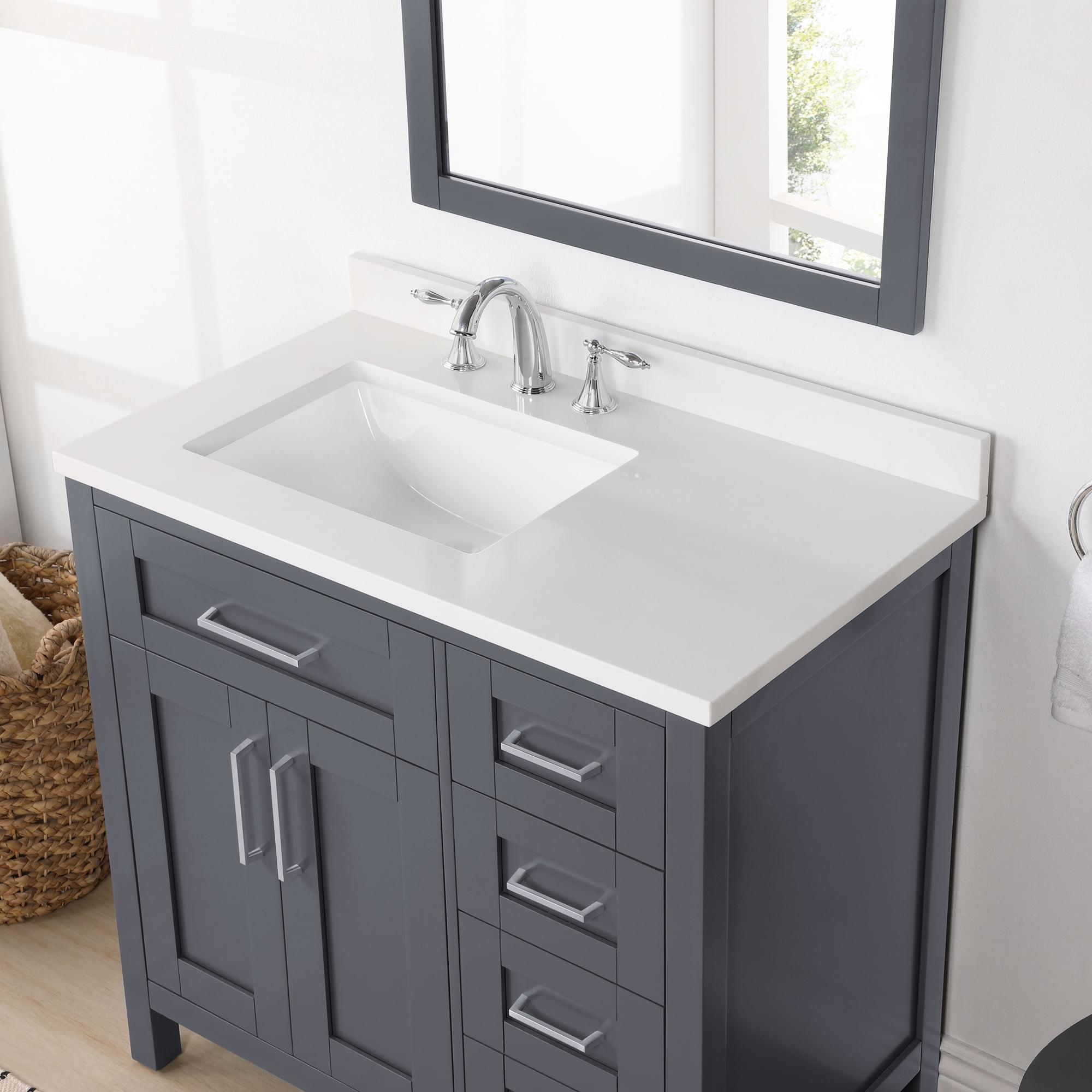 Ove Decors Tahoe 36 W x 21" D Freestanding Bathroom Vanity with Sink, Dark Charcoal