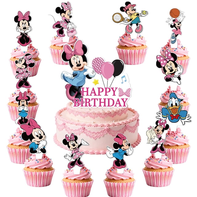 Suministros para Fiesta LDAKZFV Minnie 25 Piezas Decoraciones para Pastel y Cupcakes