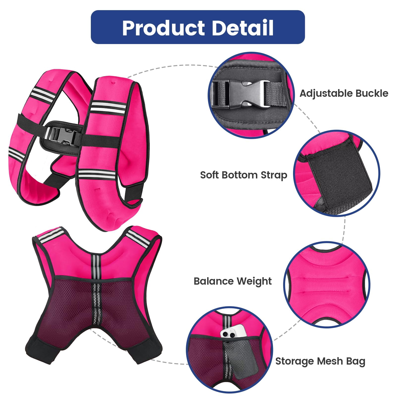 8lb Pink Weighted Vest for Workout Strength Running Fitness