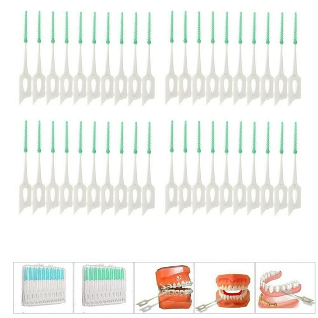 Trayknick 40 Pcs Toothpick Picks Soft Teeth Slit Brush Massager Oral Dental Health Care Random Color