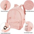 thumbnail image 6 of Heavy Duty Mesh Backpack, See Through College Backpack with Padded Shoulder Straps for Commuting, Swimming, Travel, Beach, Outdoor Sports (Pink), 6 of 8