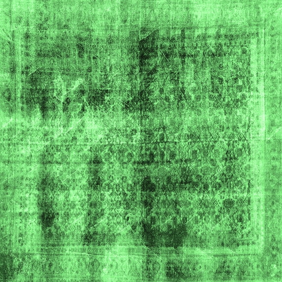 Ahgly Company Indoor Square Abstract Emerald Green Modern Area Rugs, 6' Square