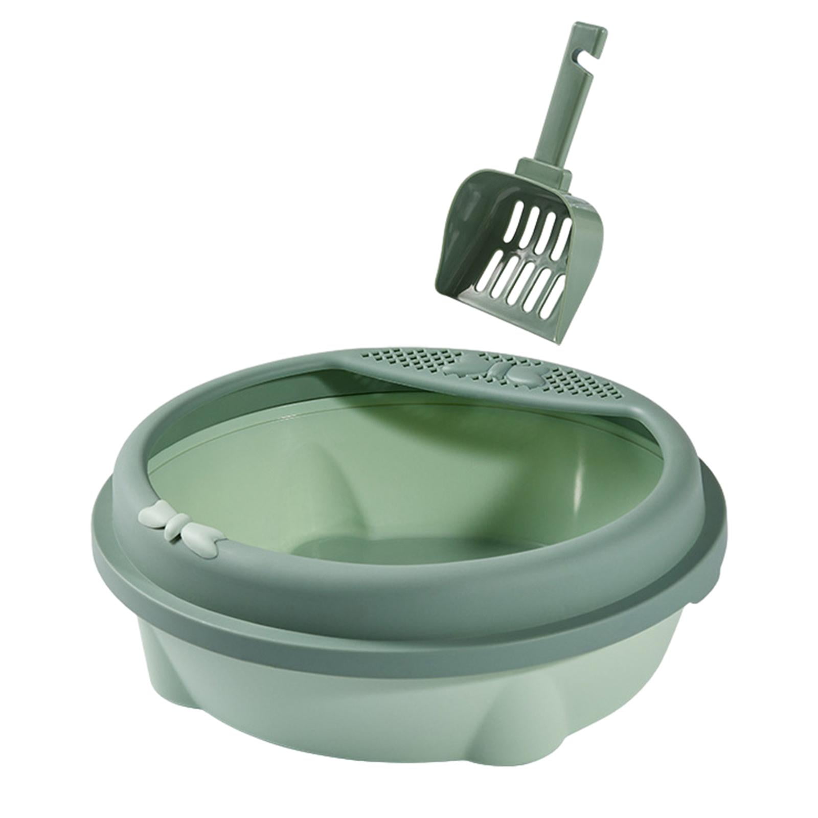 Tooyful Semi Enclosed Cat Litter Box Pet Litter Pan Easily to Clean Indoor Cats Anti Splashing Cat Potty Cat Bedpan for Small Animals , Green Small