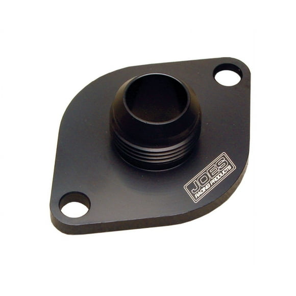 Joes Racing Water Neck, Straight, 20 AN Male, Bolt-On, O-Ring Seal, Aluminum, Black Anodized, Chevy V6 / V8, Each