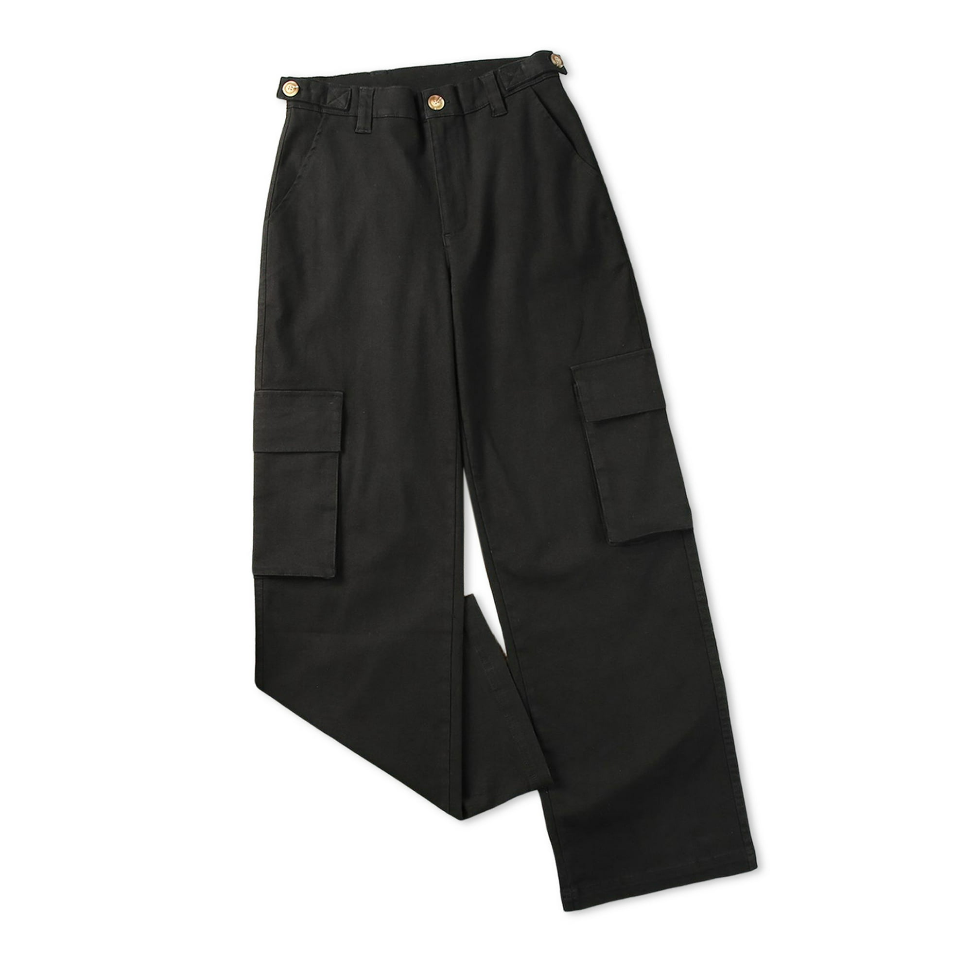 Poglip Women s Black Wide Leg Flap Pocket Cargo Pants