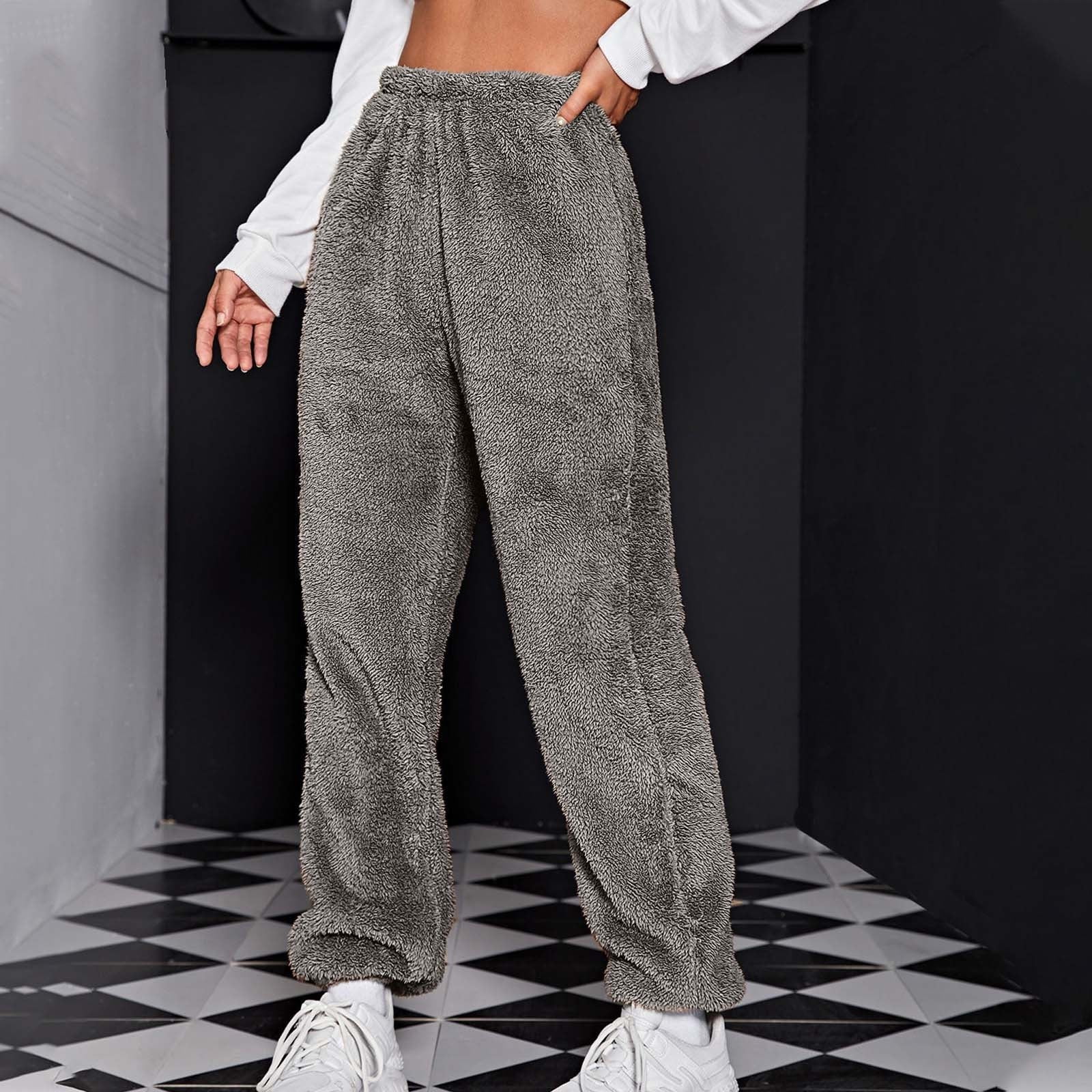ファッション特集 Fuzzy Fleece Shearling Faux Warm Soft Women for Pants Clothing