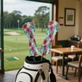 thumbnail image 4 of Yuyamidu Tropical Hibiscus Golf Head Covers Palm Leaves Driver Headcover Fairway Wood Head Cover Hybrid Headcover, Waterproof PU Leather Golf Club Head Covers, 4 of 7