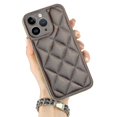 thumbnail image 3 of Funda de teléfono de PU galvanizada para iPhone 14 Pro Max, marrón, 3 of 5